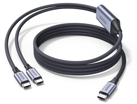 UGREEN 2-in-1 USB C to Dual USB-C Charger Cable 2M 140W Fast Charging Type C Cable Smart Power Allocation Compatible with MacBook Pro/Air, HP, Dell, iPad Pro, iPhone Air/17/16, Galaxy S25