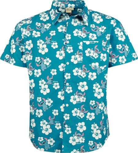 Lilo & Stitch Hawaii Flower Männer Kurzarmhemd Multicolor