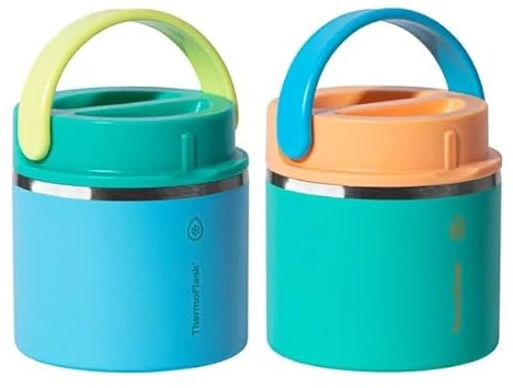 Thermoflask Isolierte Lebensmitteldose, 590 ml, 2er-Pack, Rosa und Blau, heiß 12 Stunden kalt 24 Stunden (Blau und Grün)