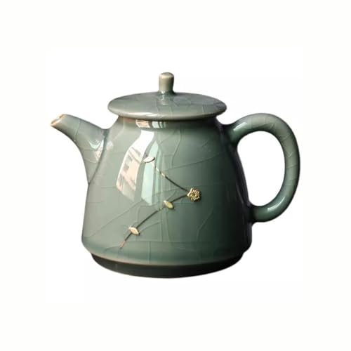 Seladon-Teekanne und Salz-Pfefferstreuer, handgefertigt, Retro-Stil, Keramik, Kung-Fu-Teeservice mit Eisriss-Glasur, einzigartiger Handtopf für stilvolles Essen zu Hause