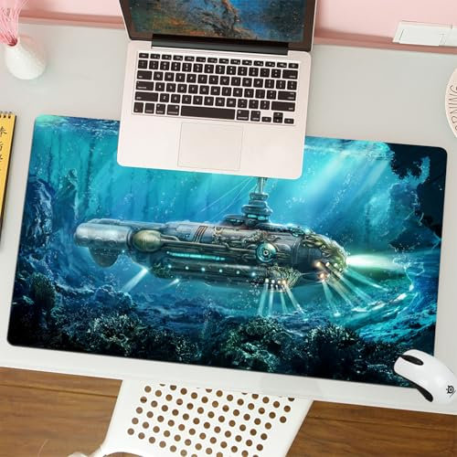 MESHIZIY Mauspad (400 × 750 MM) Verlängertes großes Mauspad Schreibtischauflage, rutschfeste Gummibasis, Gaming-Mauspad XLFantastisches U-Boot im Meer. Konzeptkunst.
