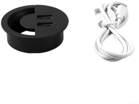 Passe-câbles de bureau rond avec ports USB pour une fonctionnalité améliorée (50 mm)