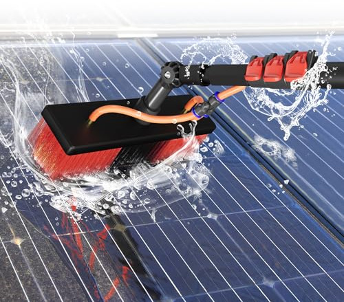 FIVMEN Teleskop Waschbürste 4,65 m mit Teleskopstie und 30 cm Bürstenkopf Reinigungsbürste Reinigungsset für Fenster Terrassendach PV Anlage Solaranlagen Wintergarten