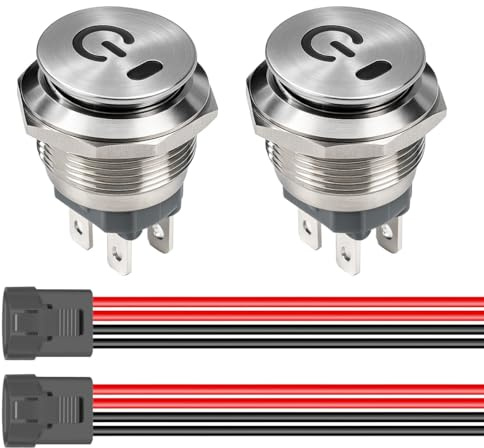 Gebildet Edelstahl 230V/10A Wasserdichter Runder Wippschalter 22mm Rote LED Beleuchtet EIN/AUS 4-Poliger Beleuchteter Kippschalter