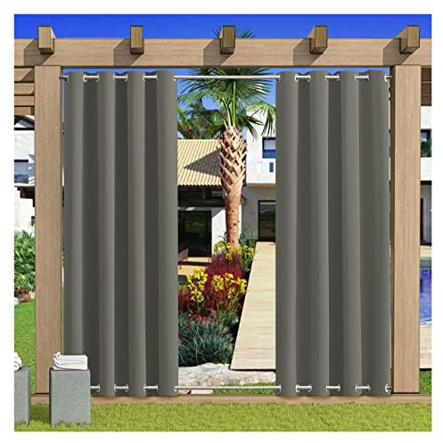 Markisen-Vorhang für draußen, wasserfester Polyester-Sonnenschutz mit Ösen für Balkon und Terrasse, verdunkelnd, 254 x 213 cm, UV-Schutz und Privatsphäre
