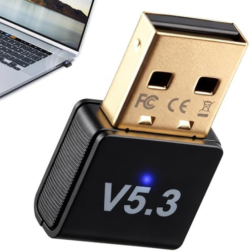 Bluetooth 5.3 Adapter USB Bluetooth Dongle Receiver for Multi Wireless Devices Long Range EDR and BLE Modes Plug and Play Supports Windows 11/10/8.1 for Game Controller Headphone Keyboard Mouse Printe