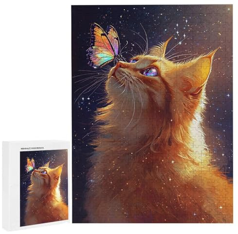 Puzzle 6000 Teile Erwachsene Schmetterling Orange Katze, Impossible Klassische Jigsaw Puzzles 179 x 105cm, Geschicklichkeitsspiel für die ganze Familie, Puzzle farbenfrohes Legespiel Home Dekor k-347