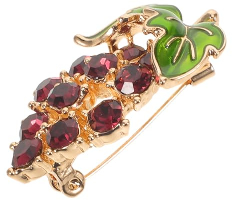 KOMBIUDA Broche Fruitée Brillante Élégante pour Femmes Épingle Décorative Grappes de Raisin Scintillante Bijou Léger pour Vestes Chemises et Robes Accessoire Mode Unique et Chic