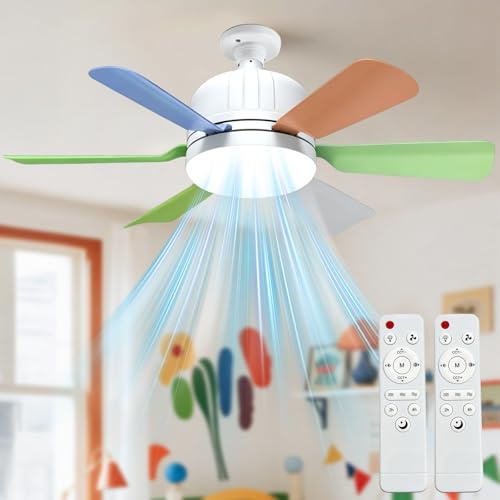 KEAGAN LED Ceiling Fan with Lights, E27 40W Ceiling Fan Lights with Remote Control, LED Dimmable, 3 Speeds, Timing, Modern LED Ceiling Light for Living Room Bedroom