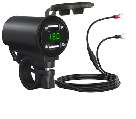 Zoegneer Motorrad Dual USB Ladegerät Steckdose mit LED Volt Meter 5V 3.1A DC 12V 24V für Motorräder Autos SUV Boote Yachten RVs Schwarz IP65 bewertet (grün)