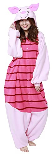 SAZAC Piglet (Winnie the Pooh) Onesie Kigurumi One-Piece Costume Jumpsuit Kigurumi | Halloween & Carnival | for Kids and Adults | One Size Fits All (155 – 180+ cm)