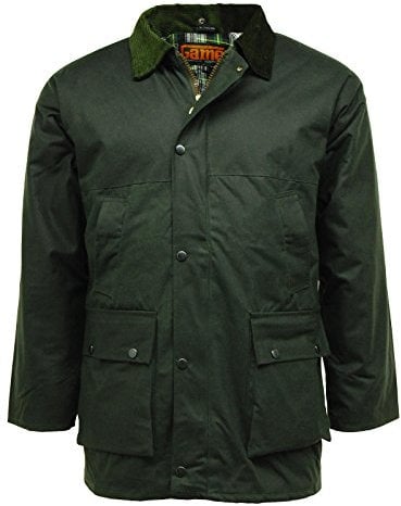 Regen-Jacke, gesteppt, gepolstert, Baumwollwachs Gr. M, olivgrün