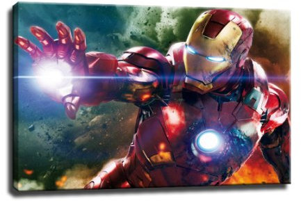 Ironman Bild auf Leinwand - 100 x 70 cm - Fertig gerahmte Kunstdruck Bilder als Wandbild - Billiger als Ölbild Gemälde - KEIN Poster oder Plakat