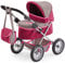 Bayer Design 13078AA Puppenwagen Trendy, höhenverstellbar, zusammenklappbar, mit Umhängetasche und integriertem Einkaufskorb, 67 x 41 x 67 cm, Grau/Pink