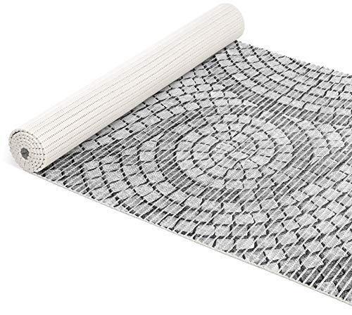ANRO Weichschaummatte Badematte Bad Dusche WC Vorleger Teppich Antirutsch Badläufer Mosaiksteine Grau 200x65cm