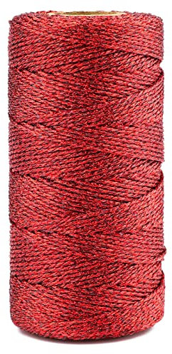 G2PLUS 1.5MM Rot Metallic Kordel, 100M Nicht Elastisch Kordelband Schnur, DIY Bastelschnur zum Weihnachten, Handwerk Hochzeit Dekorieren oder Geschenkverpackung