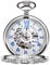 TREEWETO Unisex Taschenuhr mit Kette Analog Handaufzug Skelett Lupe Halber Jäger Silber