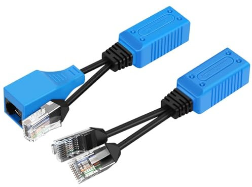 TNP RJ45 Splitter-Kit 1 Paar, RJ45 Ethernet Port Splitter, Stecker auf Buchse, UPOE Kabel, Y Splitter, PoE-Datenadapter, LAN-Ethernet-Verlängerung, Cat5 Cat5e Cat6 für Überwachungskamera