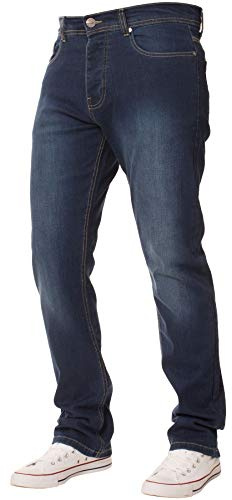 Enzo Mens Jeans Stretch Straight Leg Regular Fit Denim Pants Big Tall All Waists