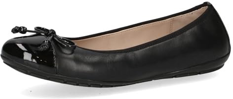 CAPRICE Damen Ballerinas aus Leder mit Lack, Schwarz (Black Comb), 41 EU