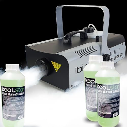 Machine à fumée Ibiza Light LSM1200PRO programmable avec DMX - 2 télécommandes - 1200W + 3L de liquide inclus