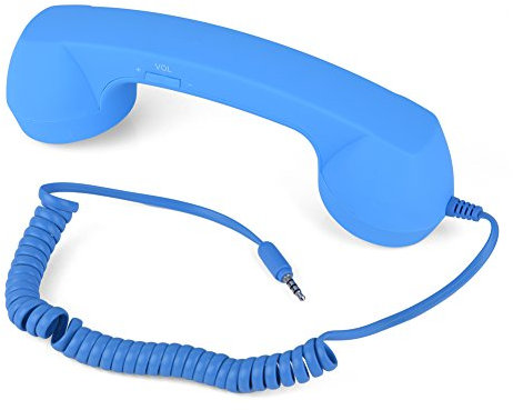 MAGT Retro Handset, Kreatives Geschenk Anti-Strahlung Vintage Kabelgebundener Telefonanrufempfänger 3,5 mm Handy Handset mit Mikrofon(Bule)