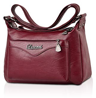 Nicole & Doris Pratique Sac à Bandoulière pour Femme, Petit Sac à Paille Sac à Main Hobo Bandoulière Vin Rouge