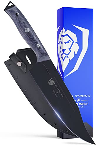 DALSTRONG Chef Knife - 20 cm - Delta Wolf Series - High Chromium 9CR18MOV Steel - Black Titanium Nitride Coating - G10 Camo Handle - Leather Sheath
