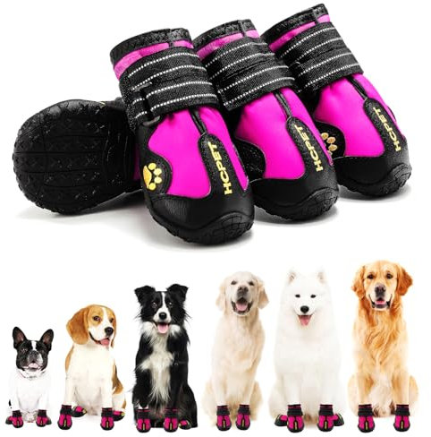 Hcpet Pfotenschutz Hundestiefel, Hundeschuhe Hundeschuhe mit reflektierenden Riemen, Welpenschuhe für kleine mittelgroße Hunde im Freien, Pfotenschutz, 4 Stück