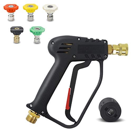 DERASL Hochdruckreiniger-Pistole 4000 PSI, M22 14mm für Karcher Hochdruckschlauch Schnellverbindung, 5 1/4 Zoll Schnellverbindbare Düsen für Autoreiniger-Werkzeug