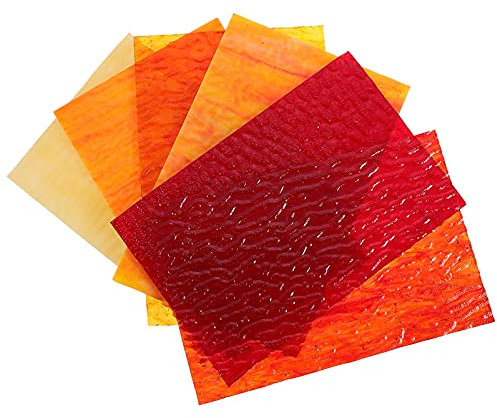 Artibetter 6 Pièces Variété Teinté Feuilles Ondulation de L'Eau Motif Mosaïque en Verre D'Art pour Le Vitrail Projets Mosaïque Art