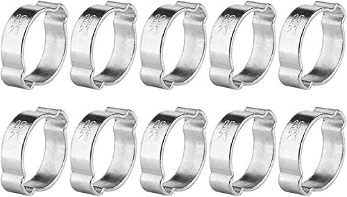 10 Stück Schlauchschellen Edelstahl, 5-23 mm Doppelohr-O-Clips Schlauchschellen, Einstellbare 2 Ohr Druckluftschlauch Schellen für Fule Benzin Rohr Schlauch(20–23 mm)