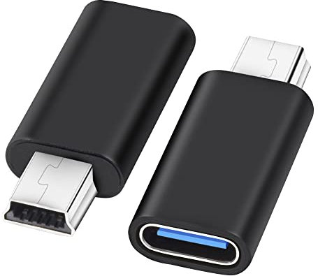 Seminer USB C to Mini USB Adapter (2 Pack), Type C (Female) to Mini USB 2.0 (Male) Convert Connector, USB Mini to USB C Adapter Compatible with Digital Cameras, Computer, GPS etc (Black)