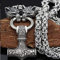 QQTQQ Viking Wolf Head Thors Hammer Anhänger Halskette für Männer, nordischer Mjolnir Schwerer Edelstahl Talisman Schmuck,Silver-70cm