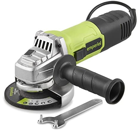 Emperial Angle Grinder 750W with 115mm Grinding Disc, Side Handle, Protection Switch, Safety Guard & Spanner for Disc Attachment – for Removing Paint & Mortar, Sanding, Cutting, Grinding or Polishing
