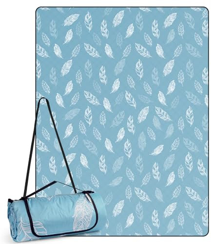 DEWUR Picknickdecke wasserdicht waschbar, Stranddecke Sandfrei XXL Campingdecke Strandmatte isoliert mit wasserdichter Unterseite (300 x 200 cm, Blau)