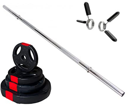 POWER-XTREME 29,5kg Aerobic/Gymnastik Hantelset Pump-Set, 30mm | 140cm Langhantelstange, gerändelt mit Hantelscheiben aus Kunststoff (Gripper)