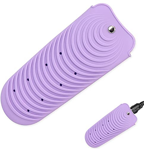Bolsa de silicona resistente al calor para alisador de cabello, funda antideslizante para rizar y planchar, soporte portátil para rizador y rizador (morado)