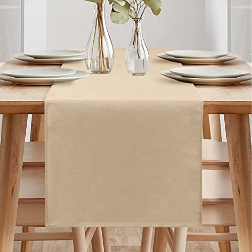 Runner da tavola decorativo impermeabile per cucina, sala da pranzo, feste (40 x 240 cm, beige)
