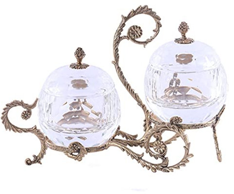 KIZQYN Sugar Bowl Candy Jar Glass Jar Crystal Inlaid Copper Candy Jar Decoration Model Room Villa Wine Cabinet Coffee Table Storage Jar Decoration Sugar Pot/Sugar Canister (Size : C)