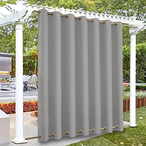 Outdoor Vorhang Wetterfest Outdoor Vorhänge Wasserdicht Mit Ösen Oben Und Unten,Verdunkelungsvorhang Blickdich Sichtschutz Sonnenschutz Vorhang Für Balkon Terrasse ,305x305 cm(BxH),Grey