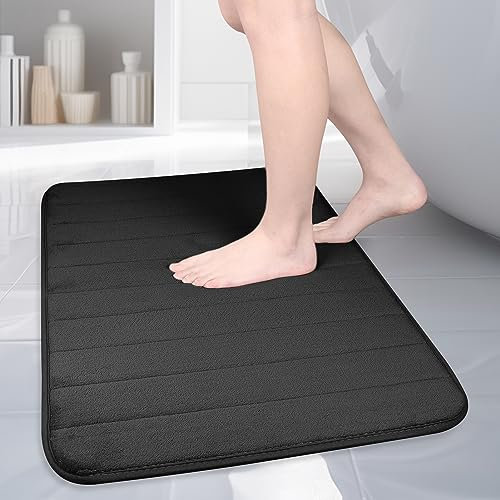 MI CASA Badezimmerteppich Badematte Schwarz 40x60cm Memory Foam rutschfeste Badematte, Saugfähige Badezimmermatte Badvorleger Waschbar Bathroom Mat, Badteppich für Badezimmer Küche Schlafzimmer Deko