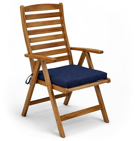POKAR Bankauflage 50x50 cm | Bankkissen mit abnehmbarem Bezug und Bändern | Sitzauflage für Gartenbank, Sitzbank, Schaukel | Sitzpolster für Indoor und Outdoor | Oeko-TEX | Made in EU | Dunkelblau