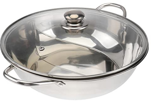 Cabilock Induction Shabu Pot with Divider Steel Ka Hot Pot Fondue Pot Hot Pot Electric Induction Hot Pot Hot Pot Soup Cooker Hot Pot Cooktop Stainless Cookware Hot Pot Pot Double Sided Pan