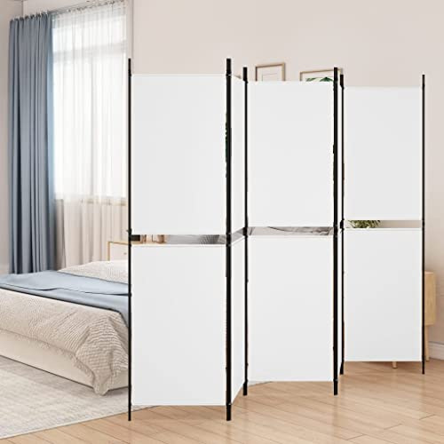 WIFESE 5-TLG. Paravent Weiß 250x180 cm Stoff Paravent Raumteiler Innen Trennwand Raumteiler Modern Raumtrenner Balkon Sichtschutz Privaten Ankleidebereich für Wohnzimmer Schlafzimmer Vielseitig