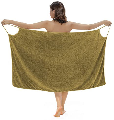 Obelunrp Frauenbadetuch, schnelles, trockenes tragbares Spa -Handtuch, weiche Mikrofaserpackung, Strandhandtuchkleid, um Bademantel für Frauen (gelb)