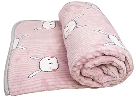KOOBS Hundedecke Hundedecke Winter Warm Und Bequeme Haustierbettblatt Matte Cartoon Süßes Katze Und Hund Schlafdecke Haustier Vorräte-Pink Bunny,50X70Cm