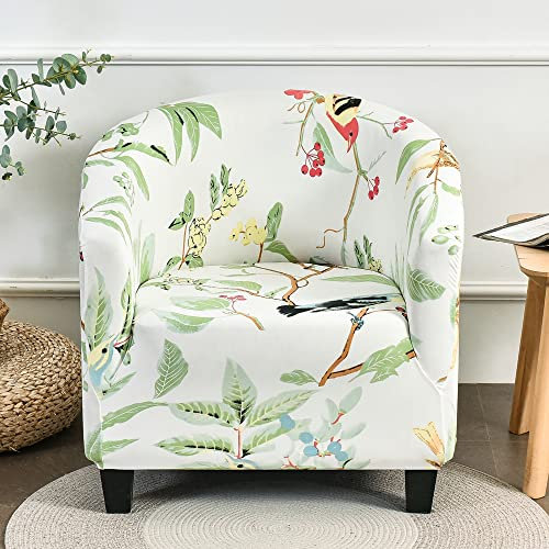 Morbuy Sesselhussen Sesselbezug Stretch Drucken Sesselschoner Sesselüberwurf Elastisch Sofahusse Husse Sofabezug für Cocktailsessel Clubsessel Loungesessel (Vogel)