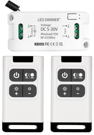 DieseRC Interruttore Dimmer senza fili DC 5V ~ 30V 10A Controller Ricevitore Relè con 2 Telecomandi