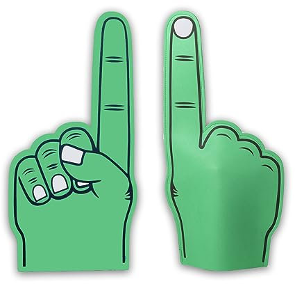 FUN FAN LINE - Riesige farbige Eva-Gummi Hand. Handschuh mit Finger riesen. Doppelseitiger Druck und Starke Nahte. Paket fur Feiern, Partydekoration, Partys und Sportjubel. (Grün, 3 Stück)